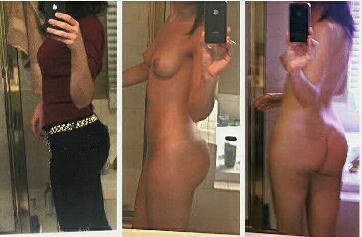Девки с пышными дойками оголились перед зеркалом и сделали селфи 16 фото